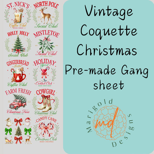 Vintage Coquette Christmas Premade Gang Sheet