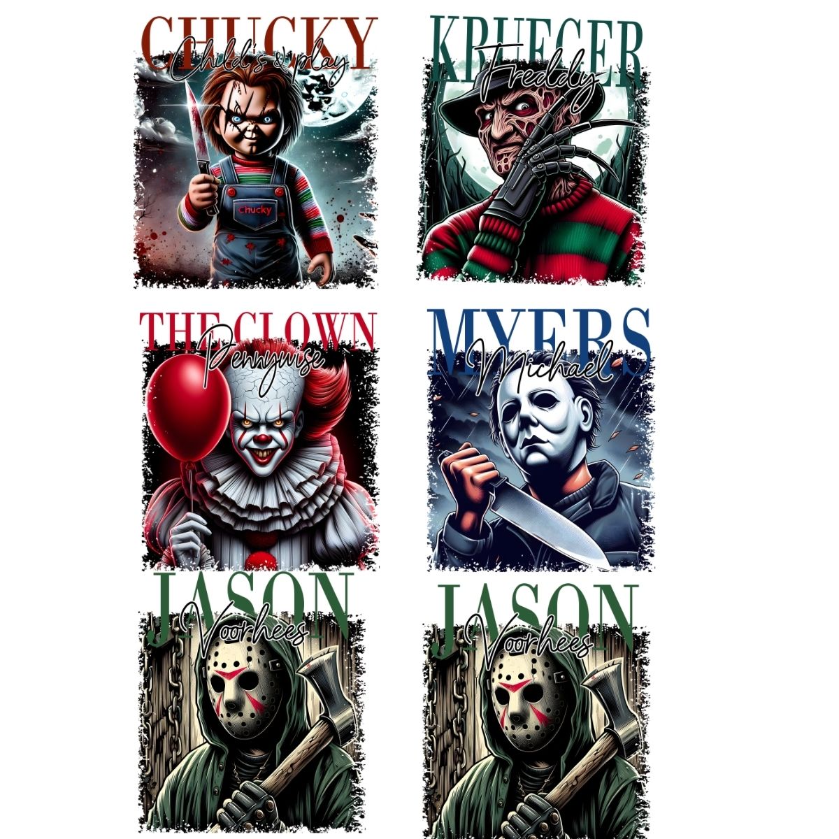Halloween movie killers mini premade DTF gang sheet-6 adult prints