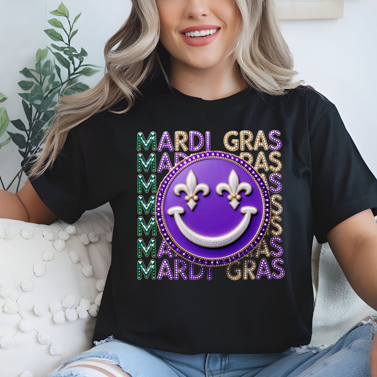 Mardi Gras Rhinestone premade DTF gang sheet-6 adult prints