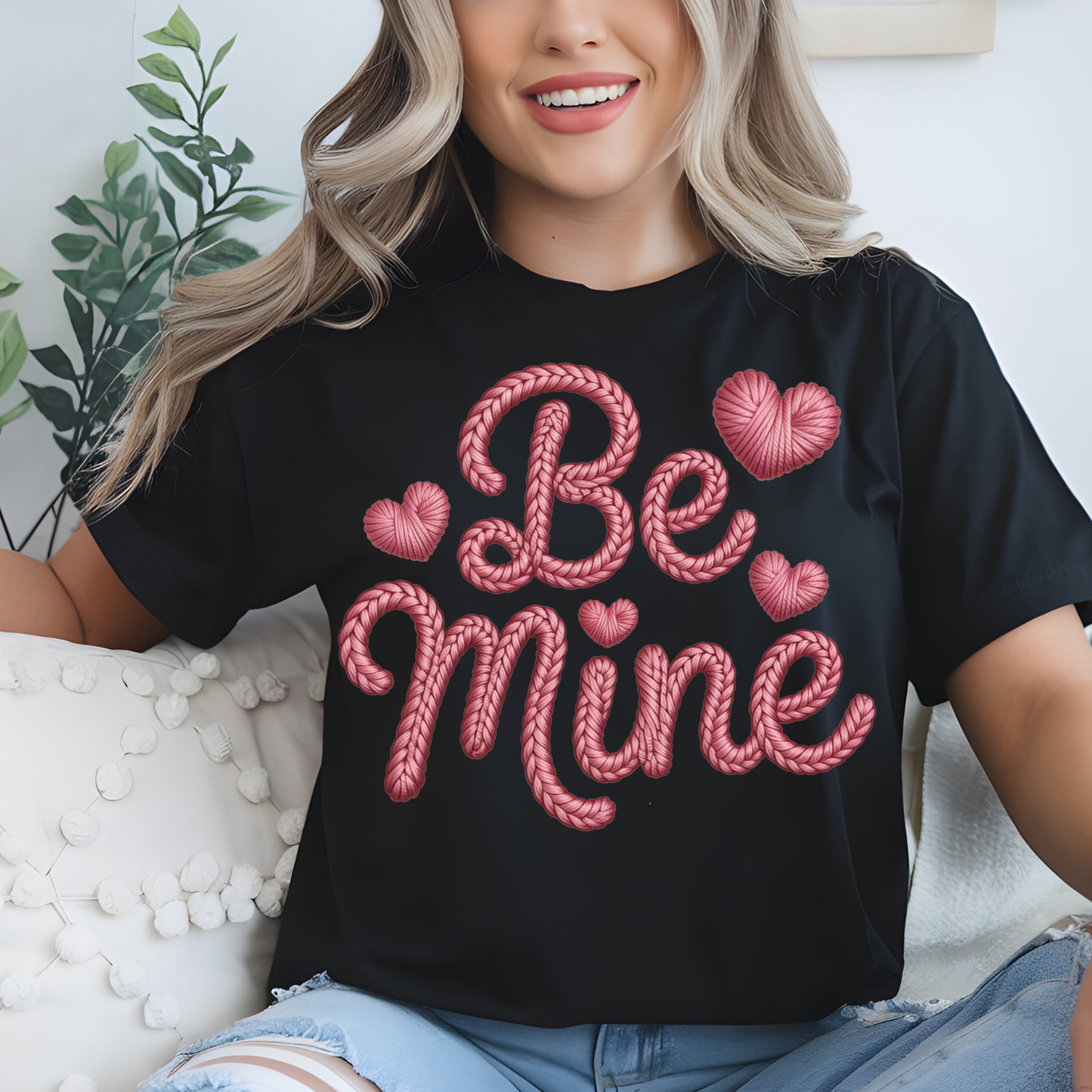 Faux Yarn Valentine Day 5 DTF Premade Gangsheet 6 Full Size Transfers