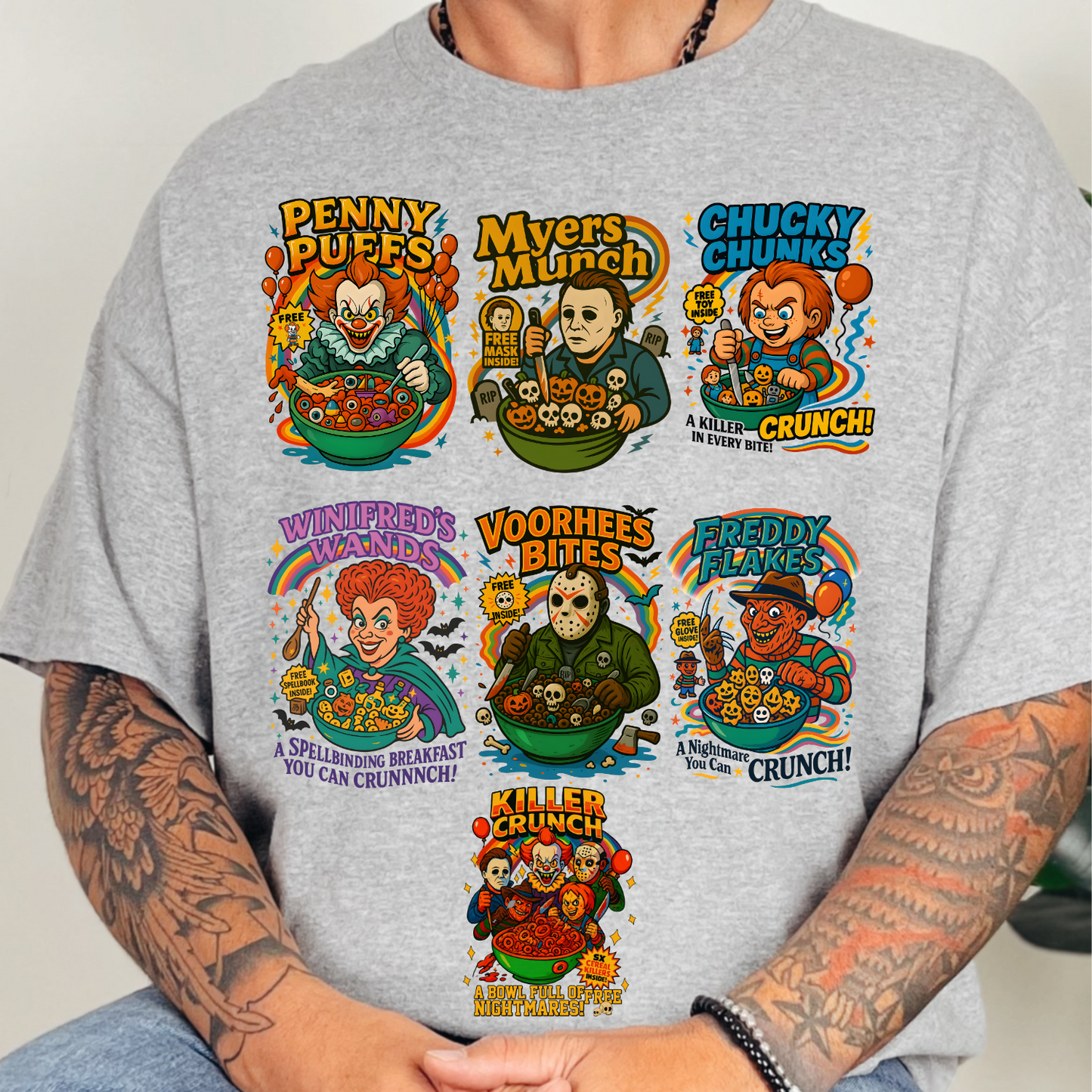 Funny Halloween Horror Characters Cereal Premade DTF gang sheet-7 Adults print