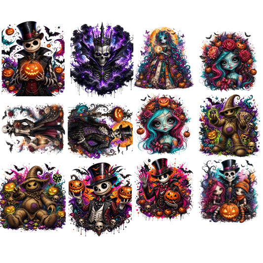 Gothic Halloween premade DTF gang sheet- 12 adult prints