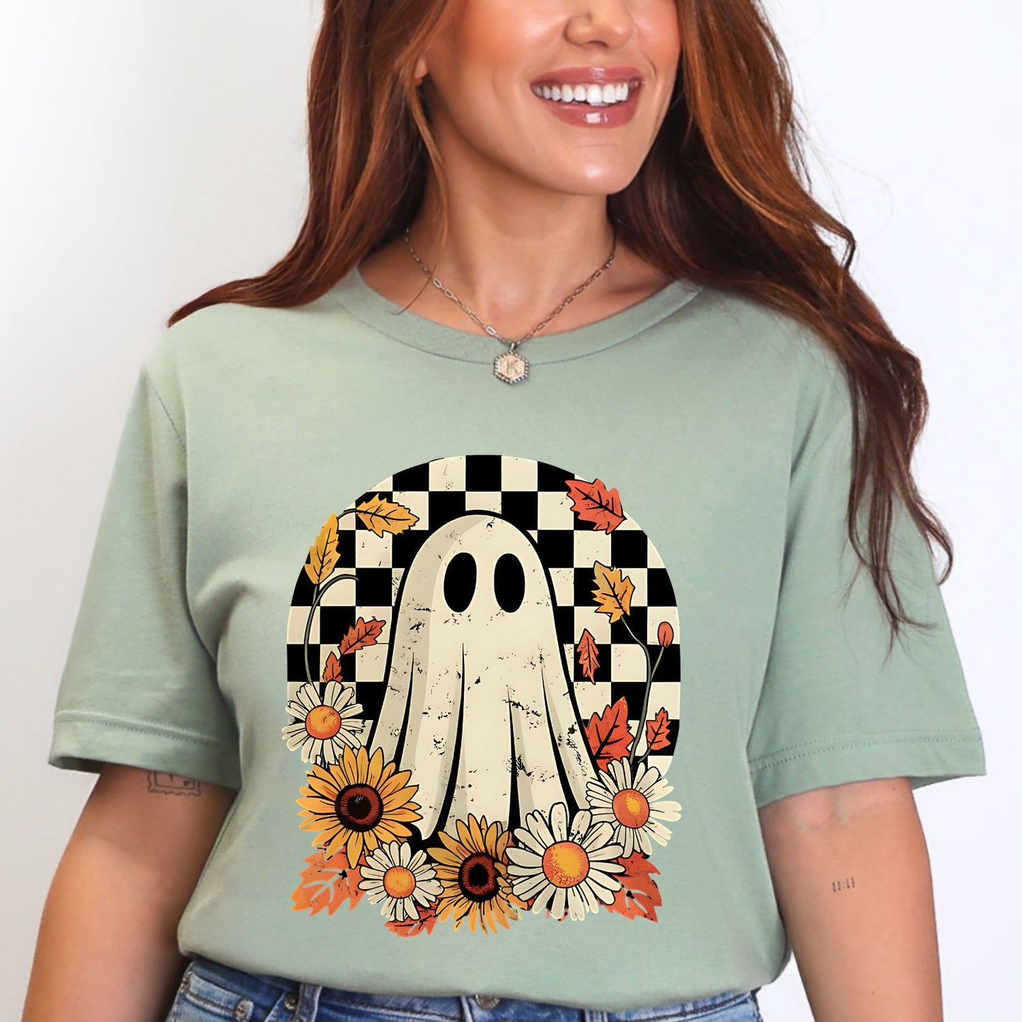 Floral Ghost Premade Gangsheet 12 Full Size Transfers Ready to Press DTF Transfer