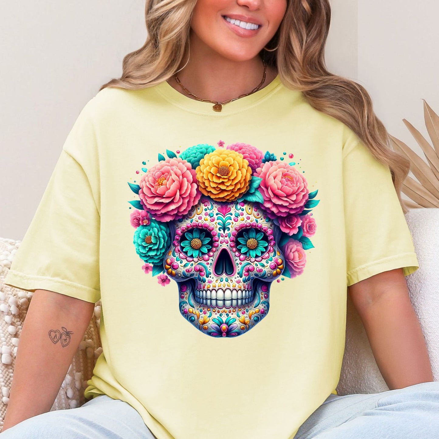 Floral Sugar Skull, Pastel Day of the Dead ArtDay of the Dead, Floral Sugar Skull & La Catrina Art, Day of the Dead, premade DTF gang sheet- 12 adult prints (Copy) (Copy)