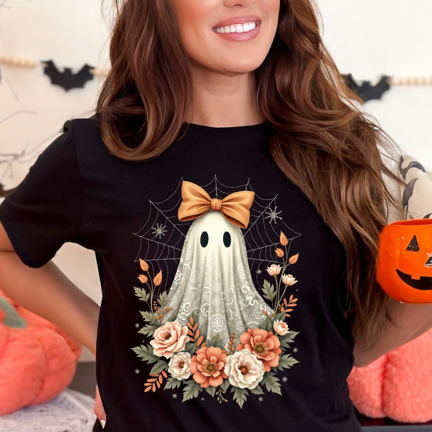 Halloween Lace Ghost Pastel DTF, Fall Ghost Lace Bow, Cute Boojee Halloween DTF, Cute Lace Ghost, Boo In Boojee, Halloween Boo Lace Bow,