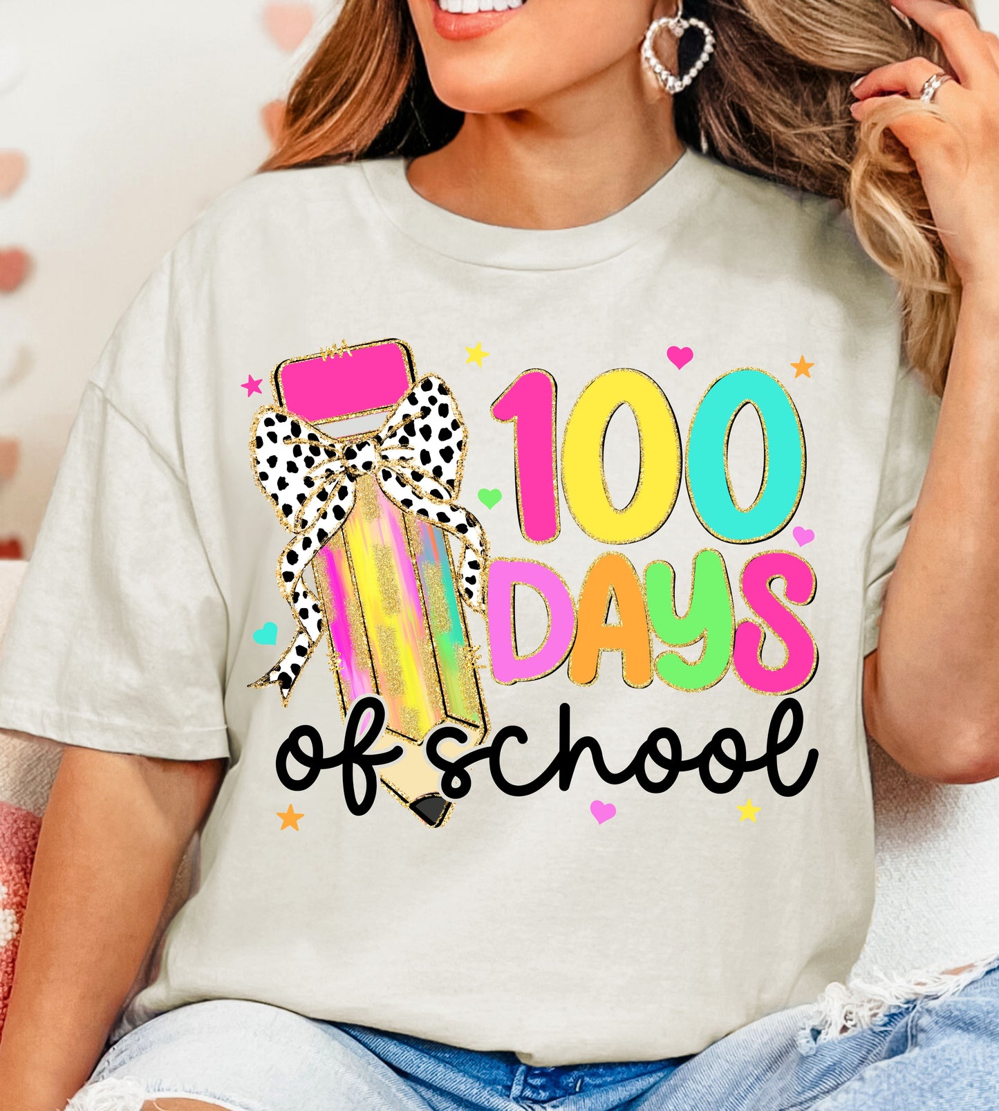 100 Days of School DTF Gangsheet, Premade DTF gangsheet