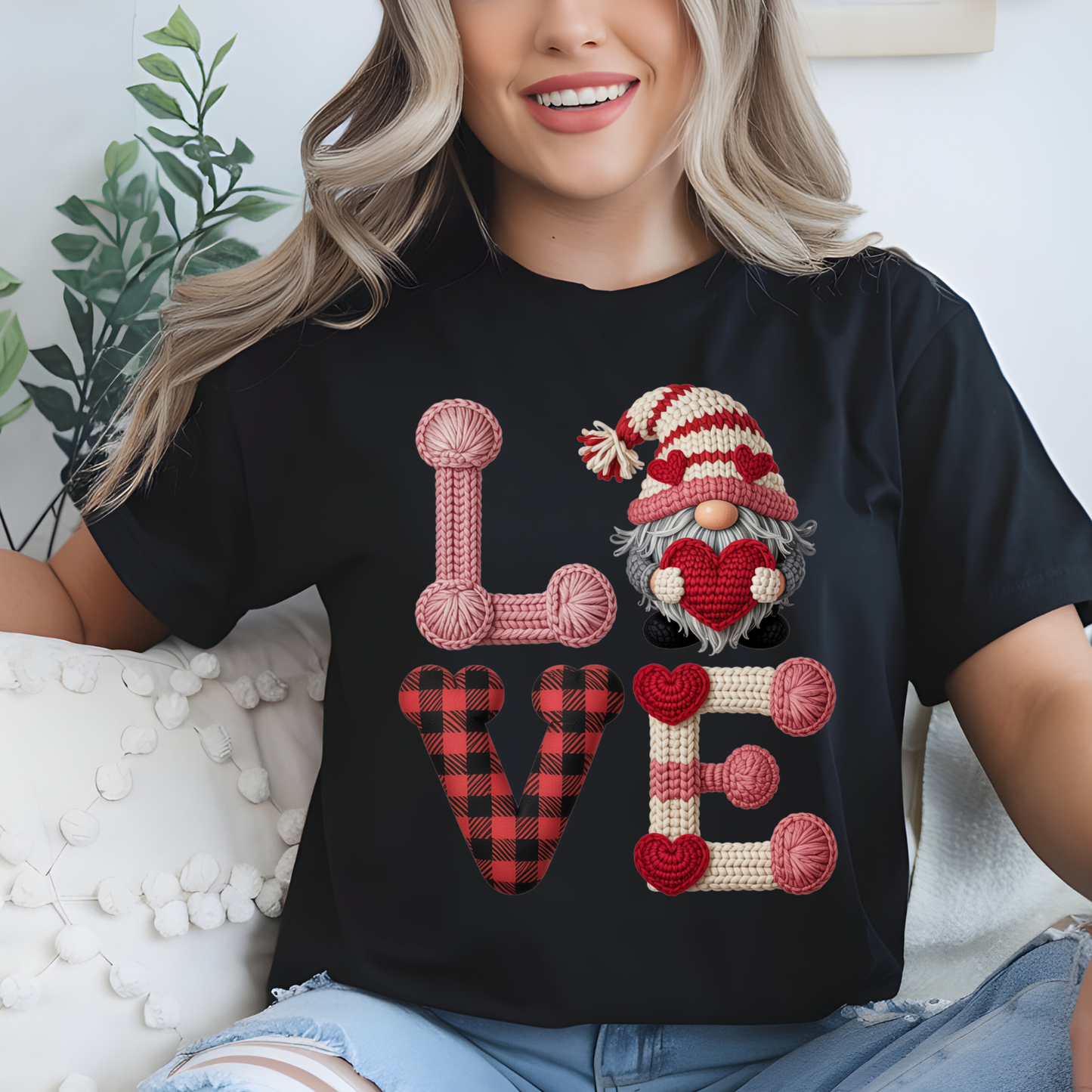 Faux Yarn Valentine Day 1 DTF Premade Gangsheet 6 Full Size Transfers