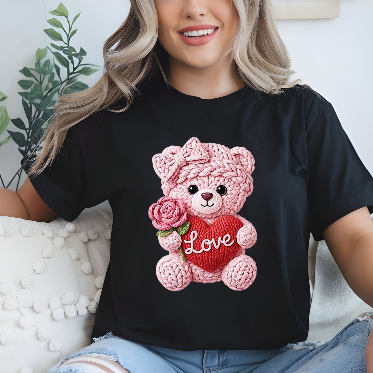 Crochet Bear Valentine Day DTF Premade Gangsheet 15 Youth Size Transfers