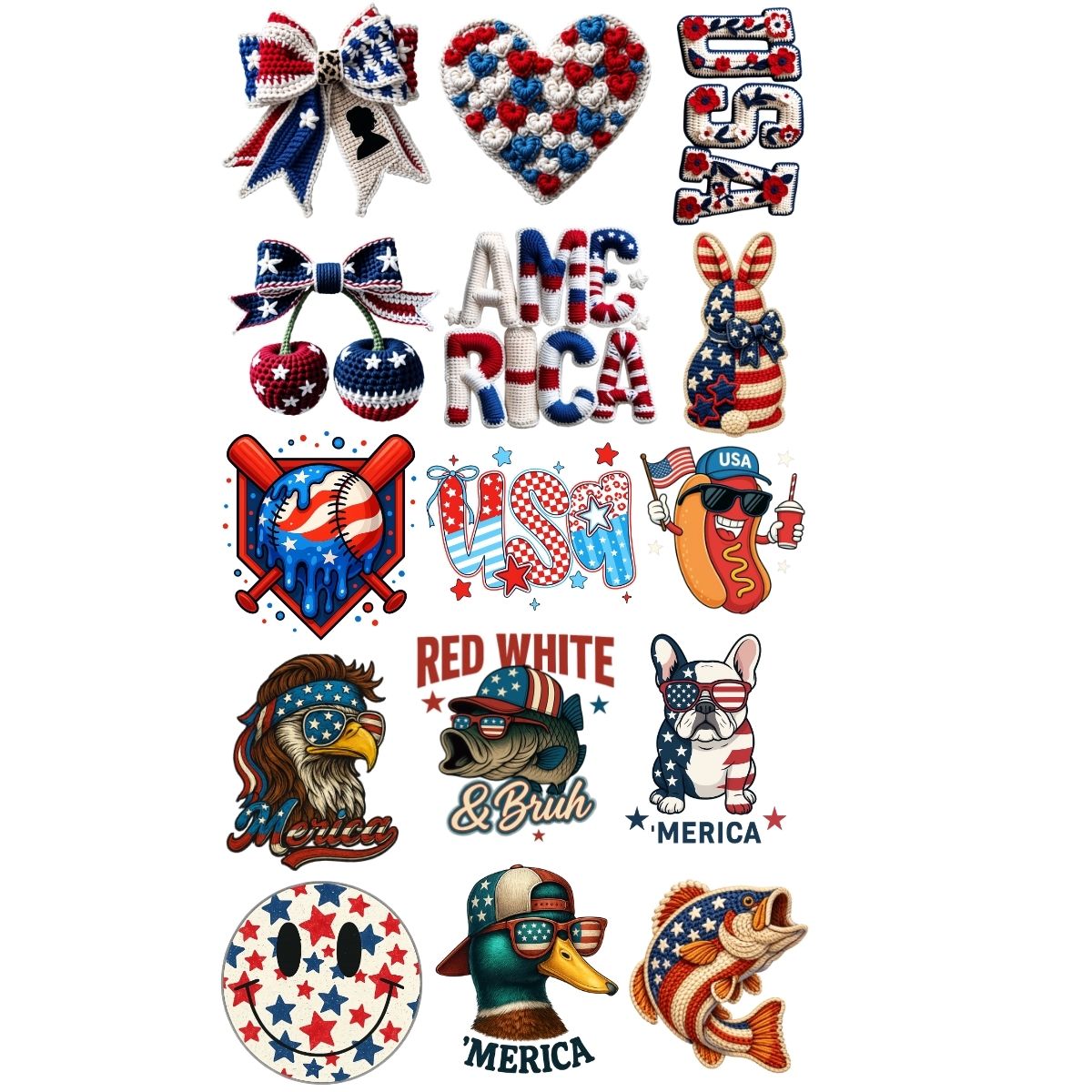 4th of July Youth Premade Gangsheet 15 Youth Size Transfers