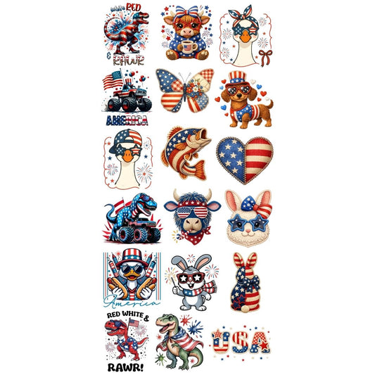 4th of July Youth Premade Gangsheet 18 Youth Size Transfers