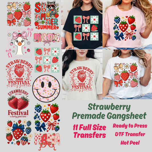 Strawberry Coquette DTF prints, Preppy Strawberries, Strawberry Festival, Summer Strawberry prints, Floral Strawberry, Boho Summer prints