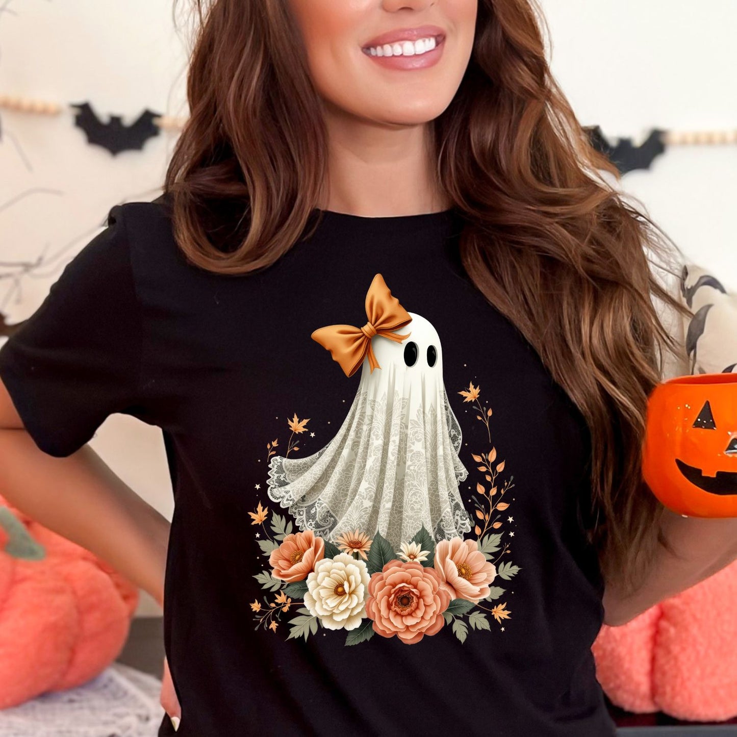 Halloween Lace Ghost Pastel DTF, Fall Ghost Lace Bow, Cute Boojee Halloween DTF, Cute Lace Ghost, Boo In Boojee, Halloween Boo Lace Bow,