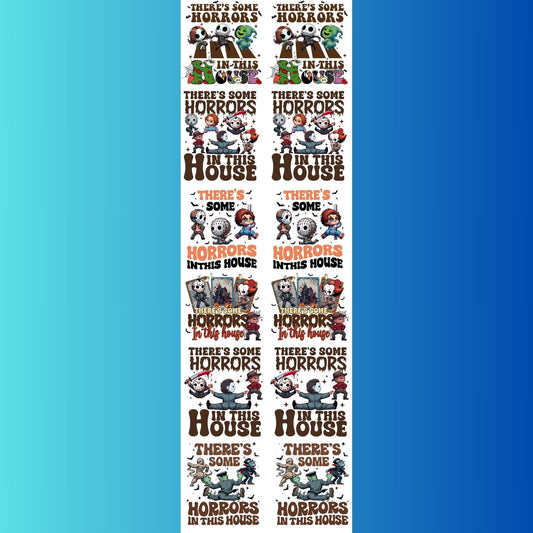 There's some Horrors in the House premade DTF gang sheet, Halloween Prints, Halloween Transfers, Killer Halloween transfers,Spooky transfers