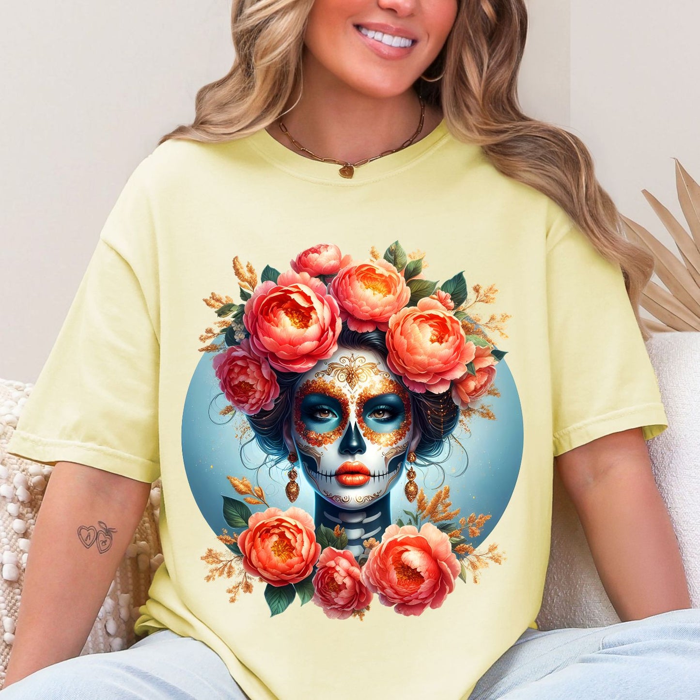Floral Sugar Skull, Pastel Day of the Dead ArtDay of the Dead, Floral Sugar Skull & La Catrina Art, Day of the Dead, premade DTF gang sheet- 12 adult prints (Copy) (Copy)