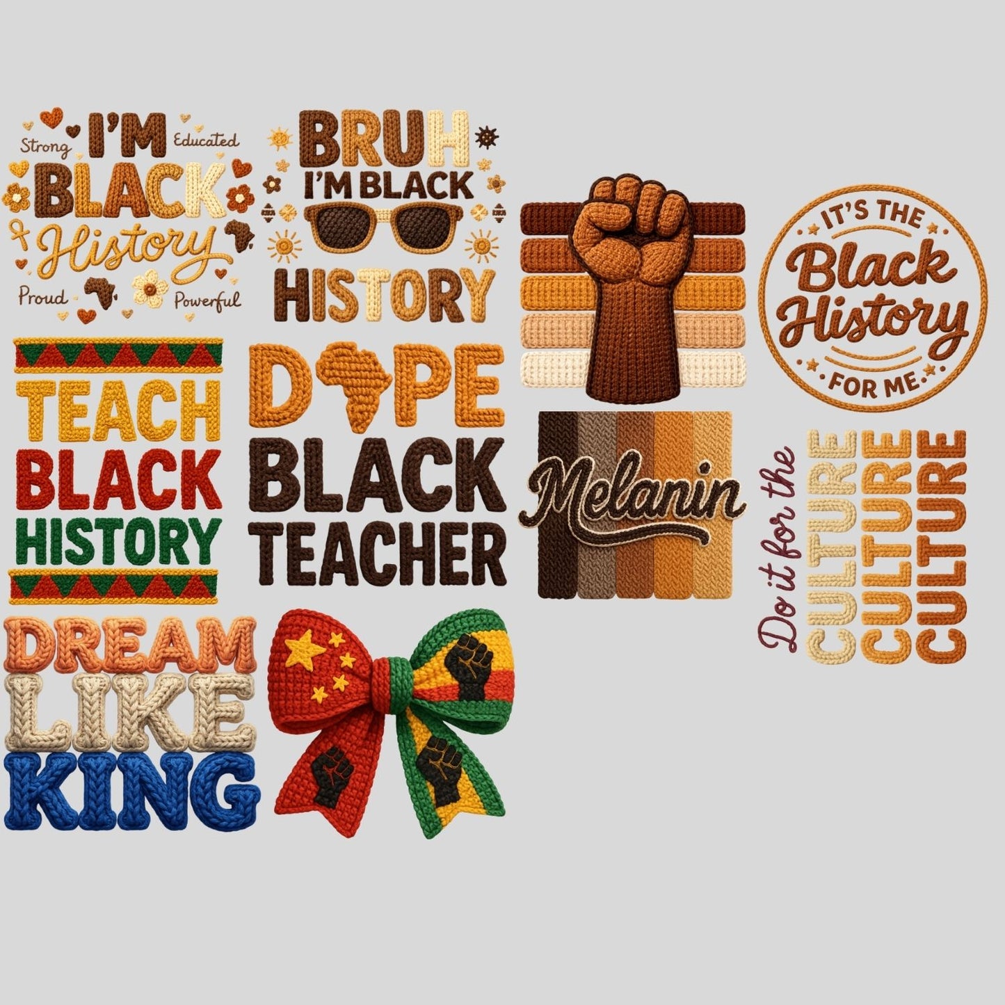 Black History Yarn Premade Gangsheet 10 Transfers