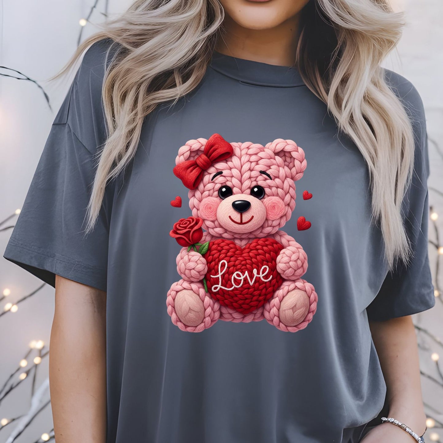 Crochet Bear Valentine Day DTF Premade Gangsheet 15 Youth Size Transfers