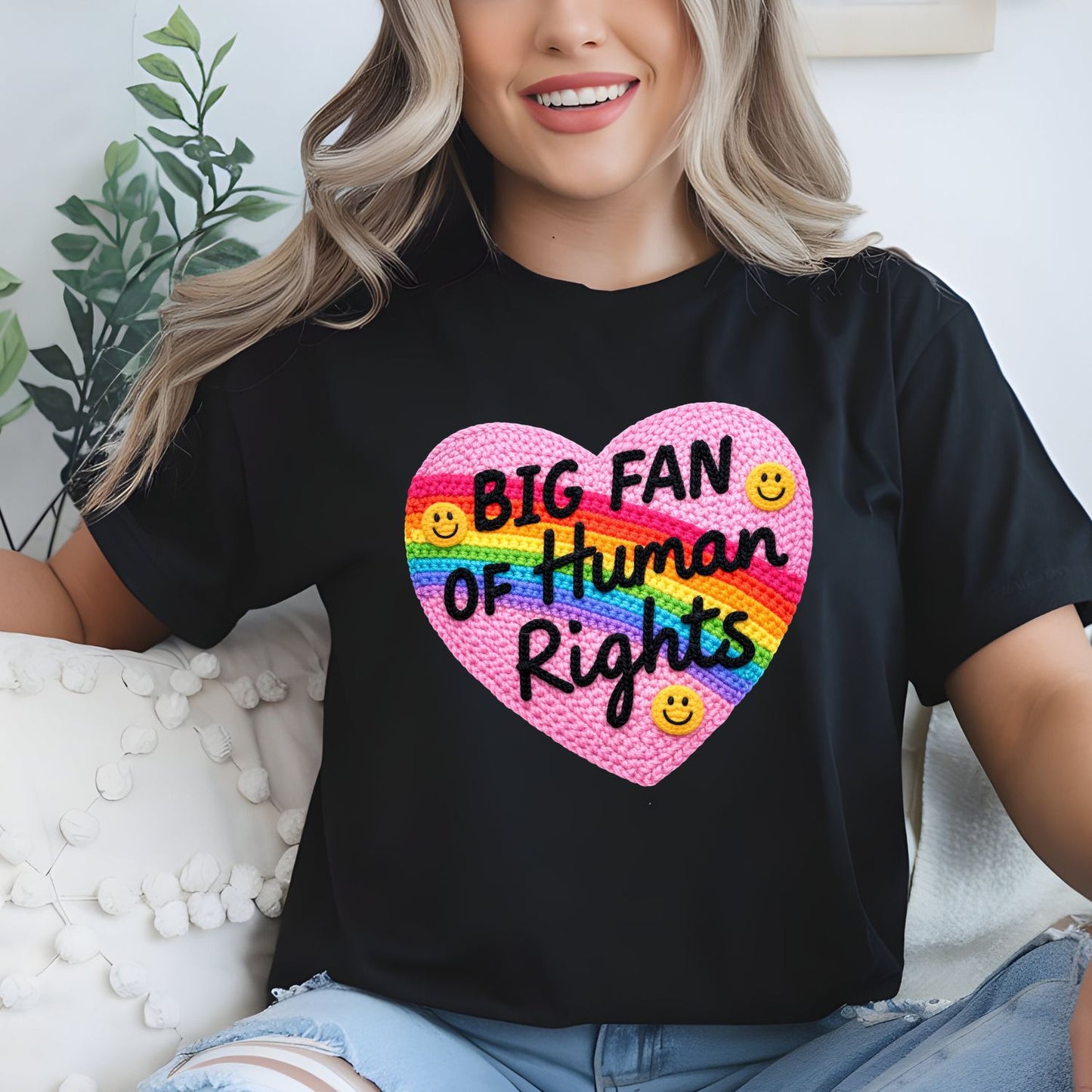 Big Fan Of Human Rights Faux Yarn Transfer