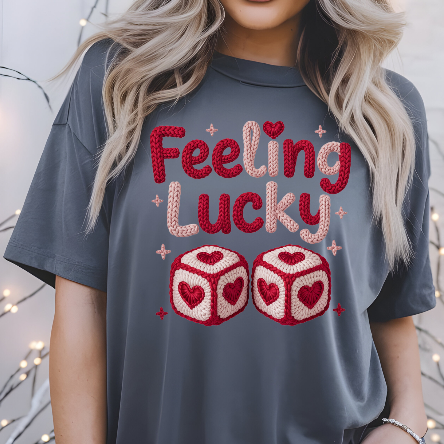 Faux Yarn Valentine Day 3 DTF Premade Gangsheet 6 Full Size Transfers