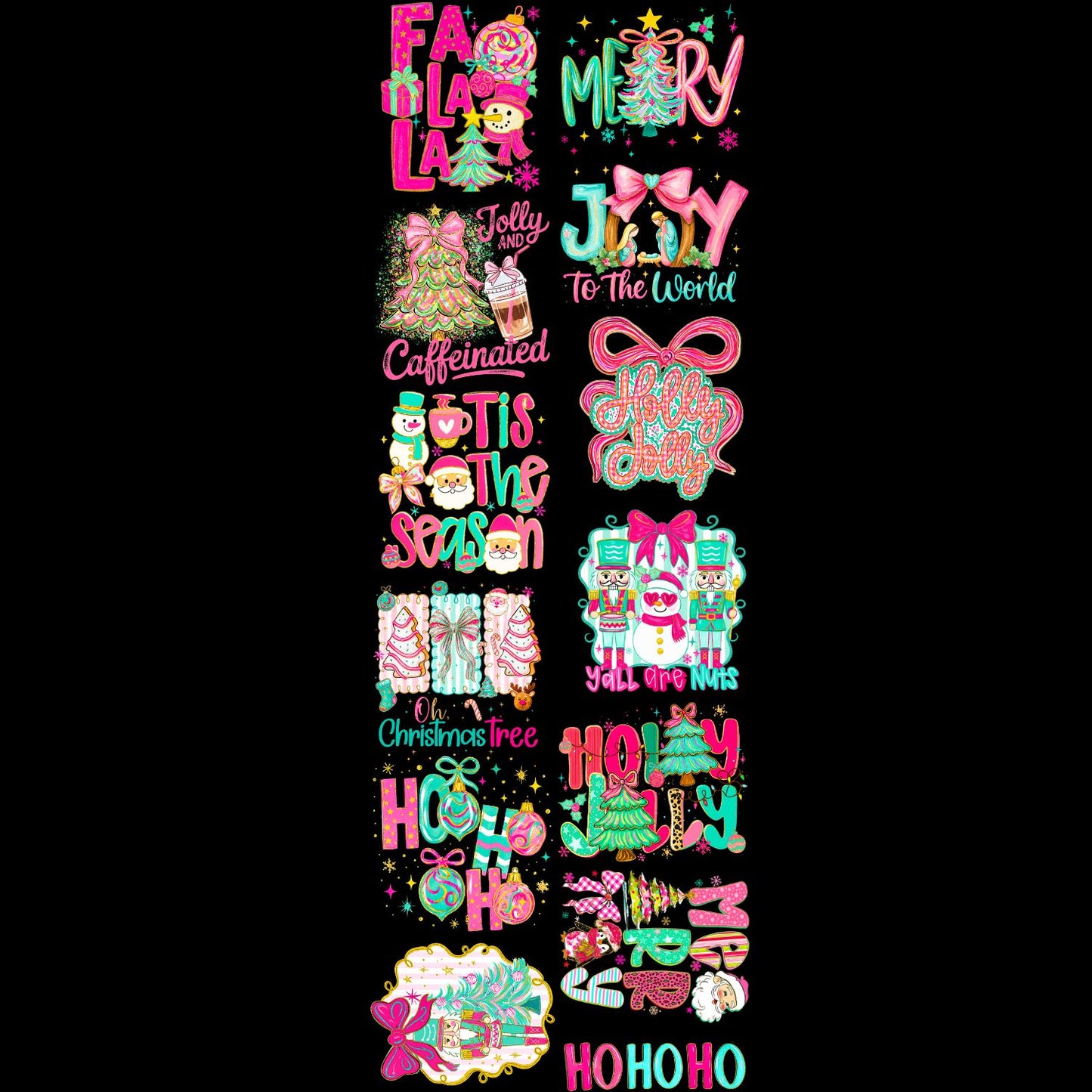 Pink Brushstroke Christmas premade DTF Gangsheet