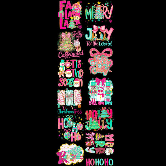 Pink Brushstroke Christmas premade DTF Gangsheet