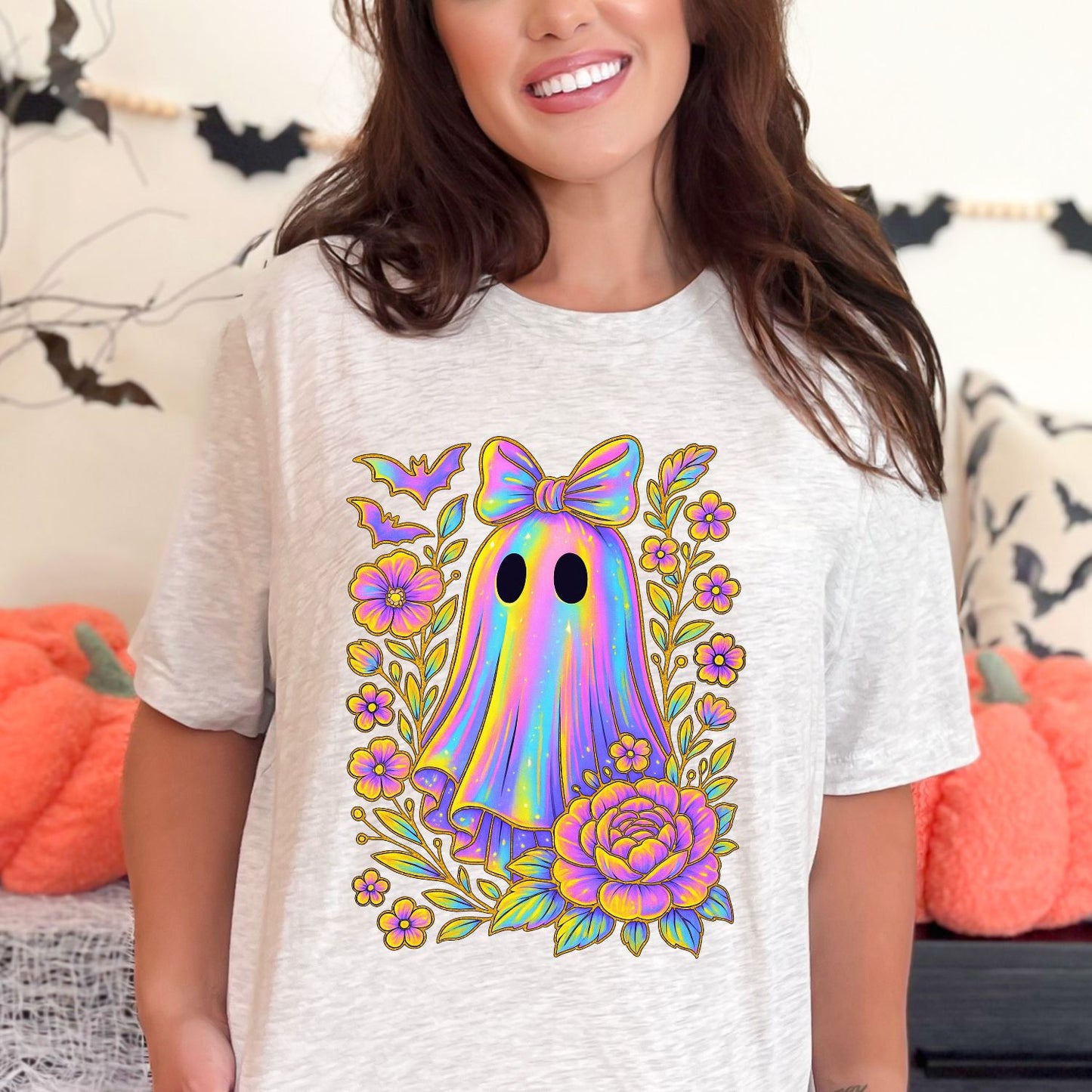 Iridescent Ghost prints, Coquette Halloween Design, Trendy Halloween Transfers, Horror Movie, Girly Halloween, Cute Ghost, Pumpkin Transfers