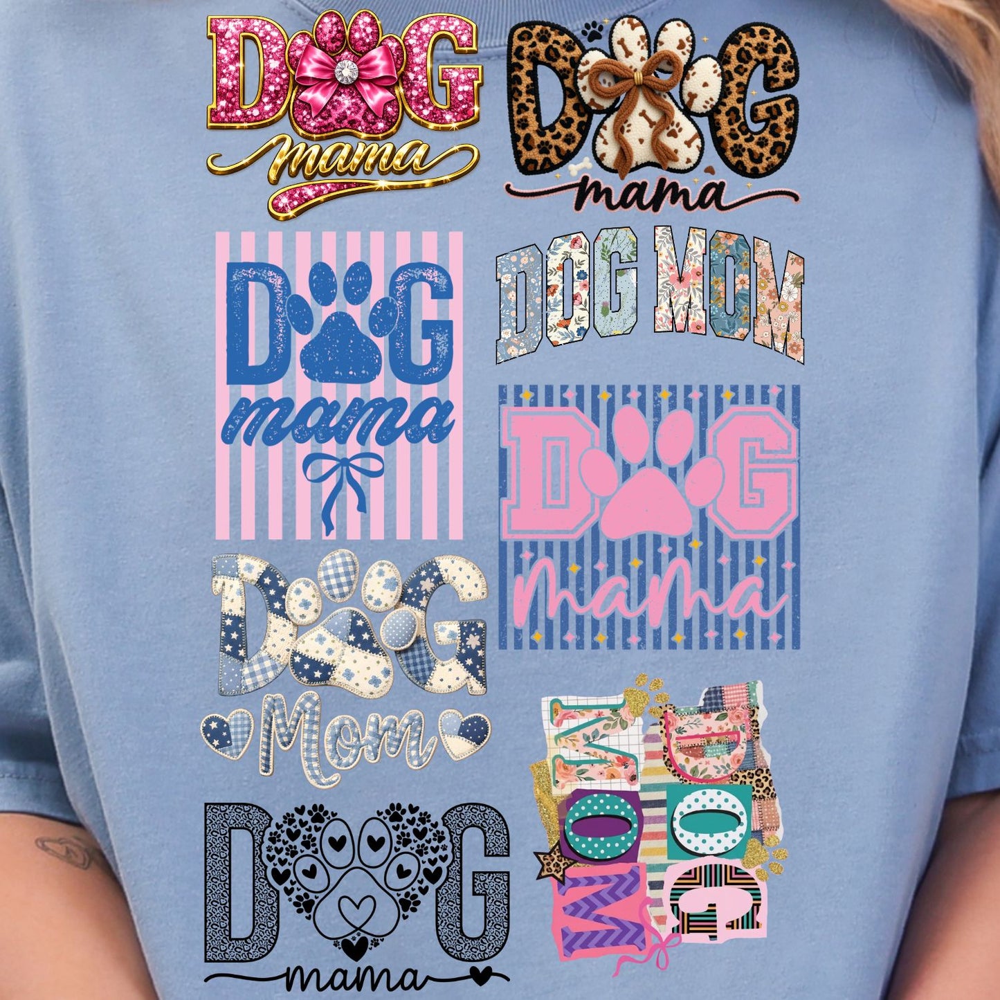 Dog Mama premade DTF gang sheet- 8 prints