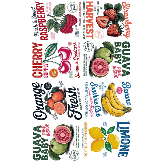 Retro Summer Fruit premade DTF gang sheet- 8 prints,