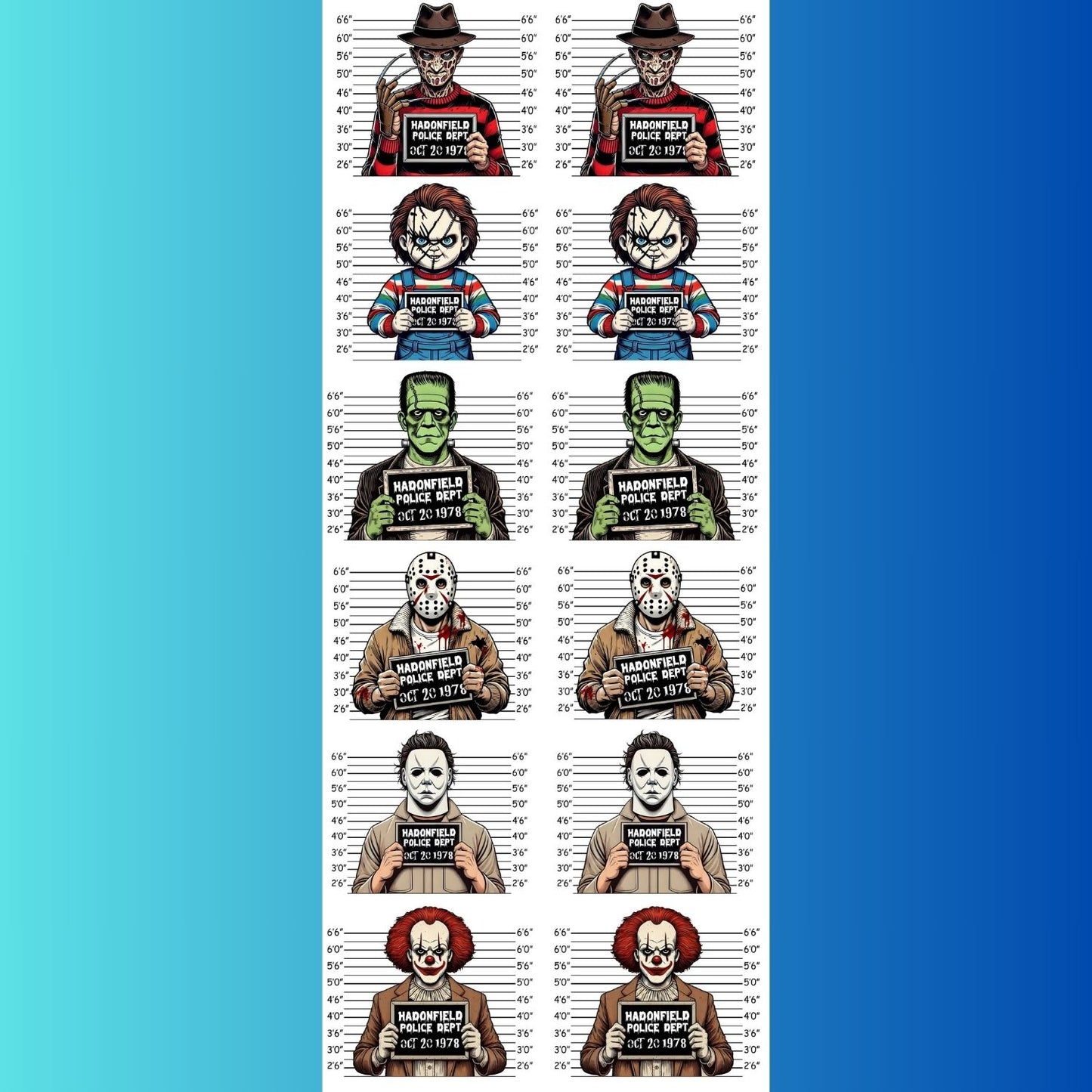 Halloween Horror Movie Characters premade DTF gang sheet, Halloween Prints, Halloween Transfers, Killer Halloween transfers,Spooky transfers