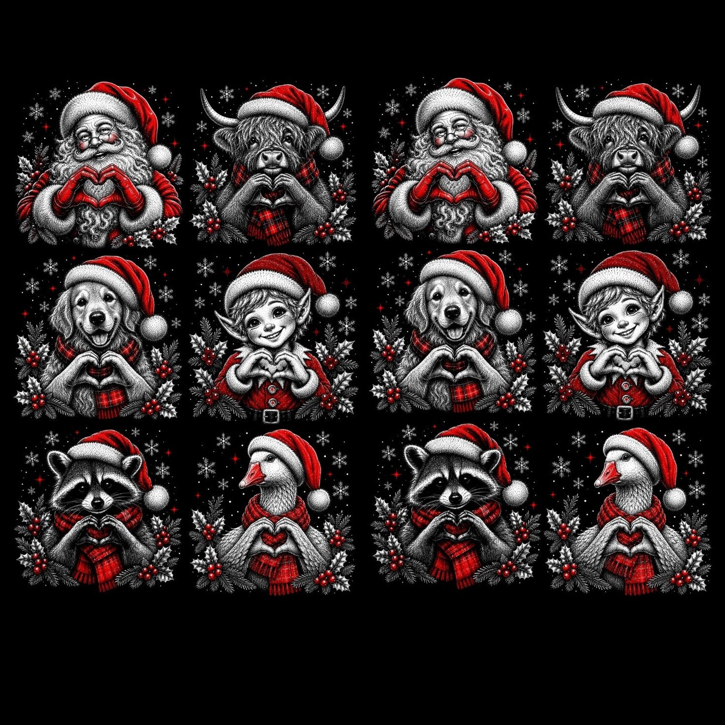 Retro Christmas Halftone premade DTF Gangsheet