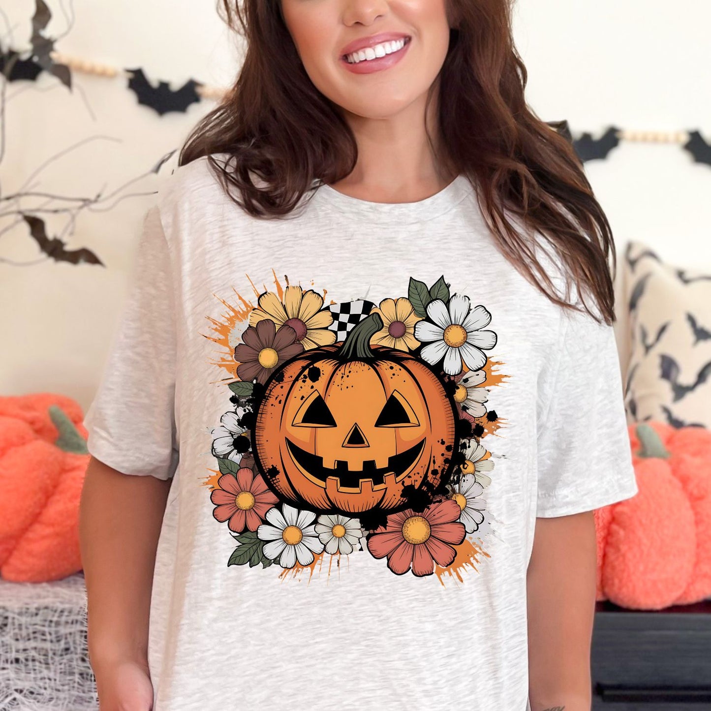 Floral Ghost Premade Gangsheet 12 Full Size Transfers Ready to Press DTF Transfer