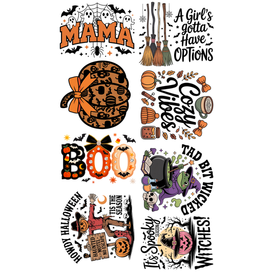 Retro Halloween premade DTF gang sheet 8 adult prints,