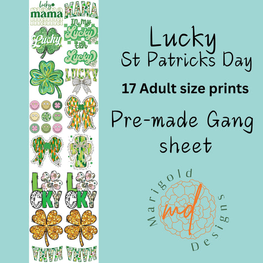 Lucky St Patrick's Day DTF Gangsheet, Premade DTF gangsheet