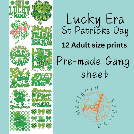 Lucky Era St Patrick's Day DTF Gangsheet, Premade DTF gangsheet