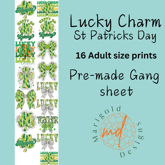 Lucky Charm St Patrick's Day DTF Gangsheet, Premade DTF gangsheet