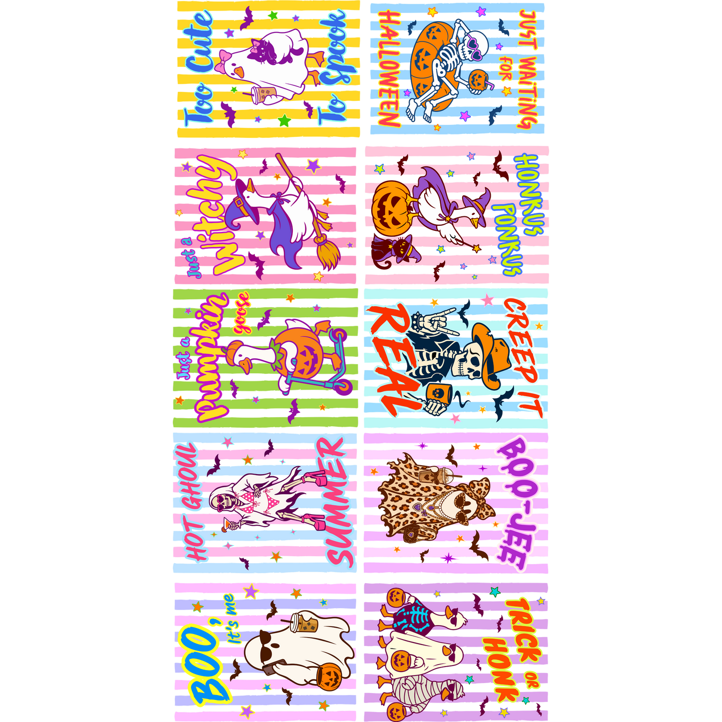 Halloween Preppy Goose premade DTF gang sheet 10 adult prints