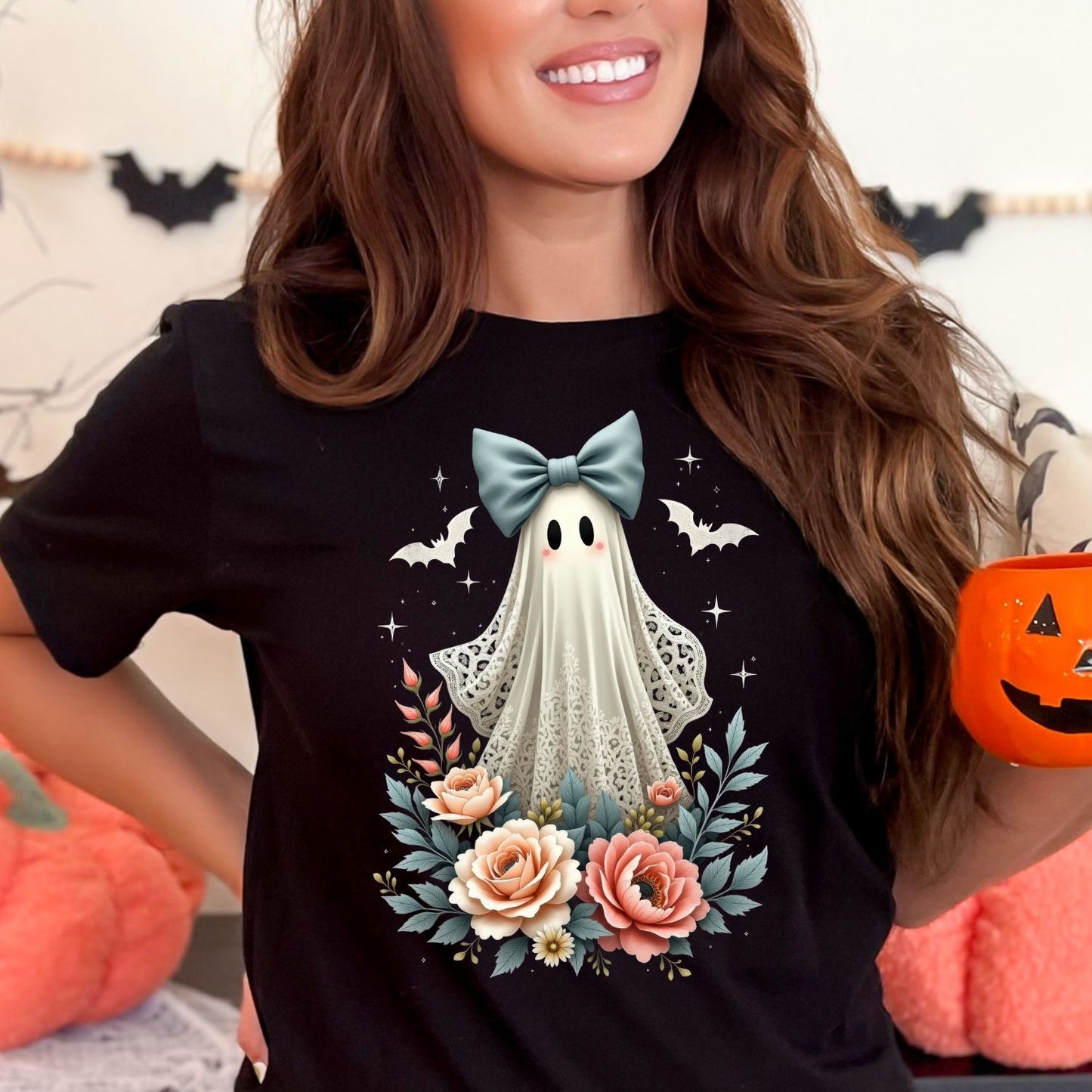 Halloween Lace Ghost Pastel DTF, Fall Ghost Lace Bow, Cute Boojee Halloween DTF, Cute Lace Ghost, Boo In Boojee, Halloween Boo Lace Bow,