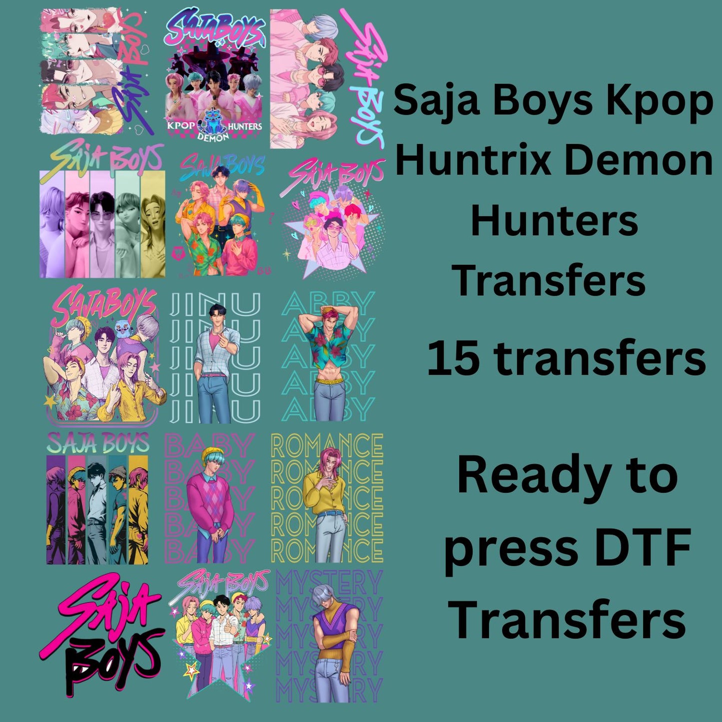 Saja Boys Huntrix Kpop Premade DTF Gang Sheet-15 Transfers