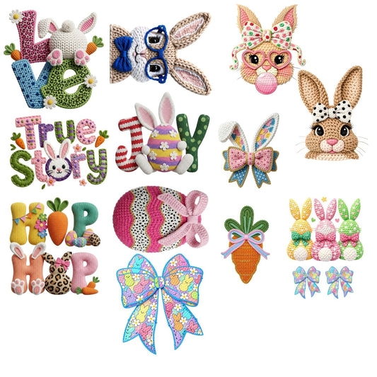 Yarn Easter Love Premade Gangsheet 12 Full Size Transfers