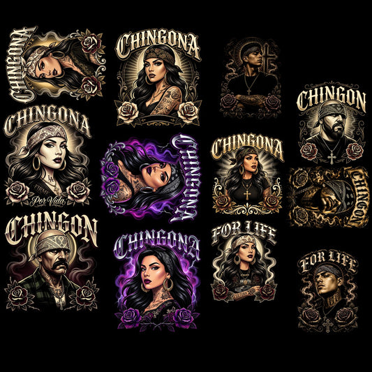 Chingona Halftone Premade DTF gangsheet- 12 adult prints