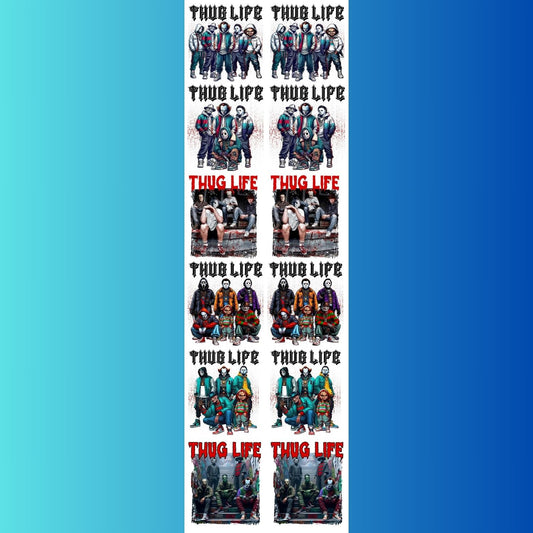 Thug Life Halloween Horror Movie Characters premade DTF gang sheet, Halloween Prints, Halloween Transfers, Killer Halloween transfers