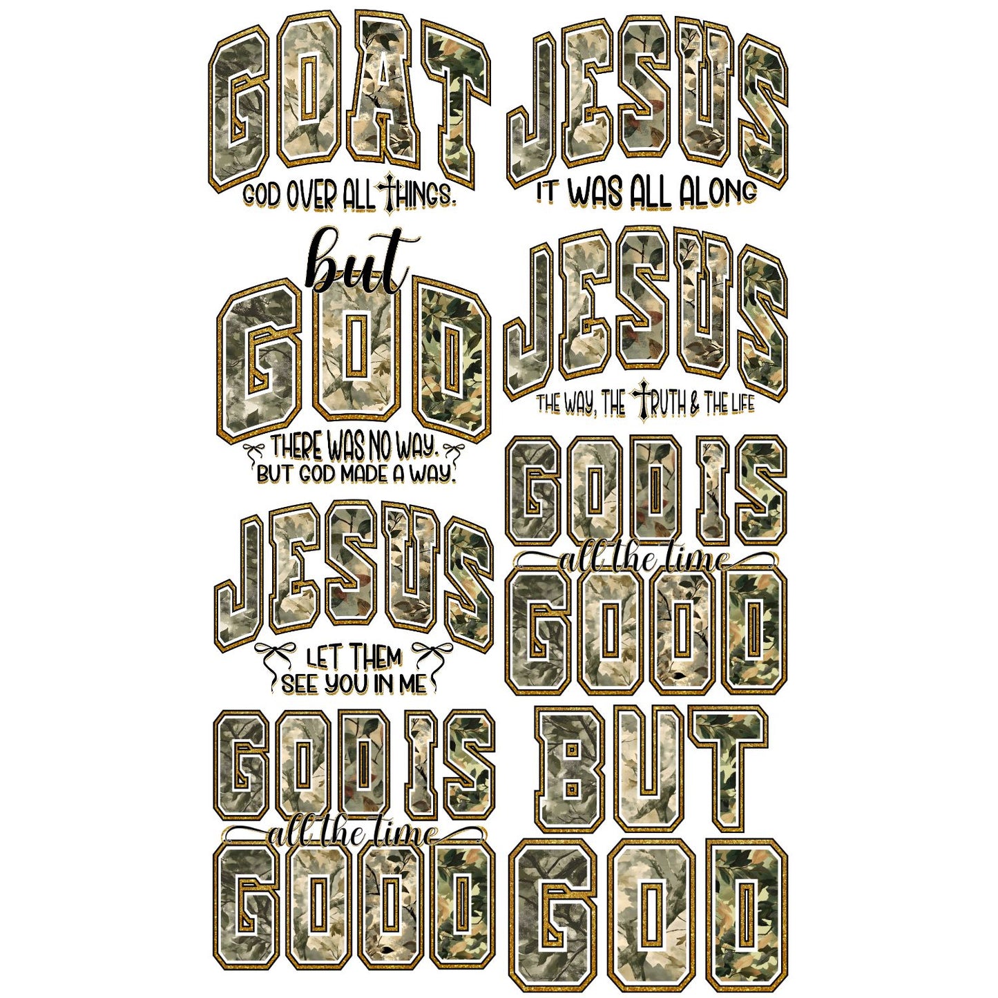 Faith Camo premade DTF gang sheet-8 adult prints