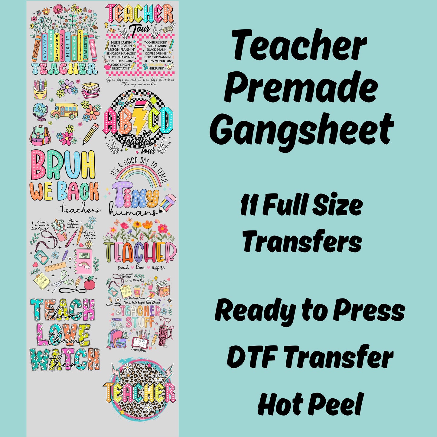 Teacher DTF Bundle, Teacher Transfer, Teacher Life, Teach Love Inspire, Teacher heat transfer, Teacher Appreciation Gift, Teacher DTF prints