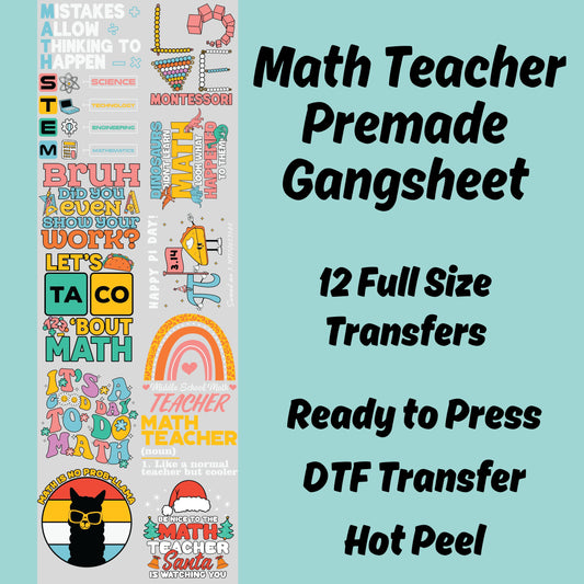 Math Teacher DTF Bundle, Teacher Transfer, Math Teacher, Teach Love Inspire, Teacher heat transfer, Teacher Appreciation Gift, Teacher DTF