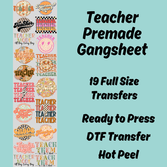 Teacher Life DTF Bundle, Teacher Transfer, Teacher Life, Teach Love Inspire, Teacher heat transfer, Teacher Appreciation Gift, Teacher DTF Prints