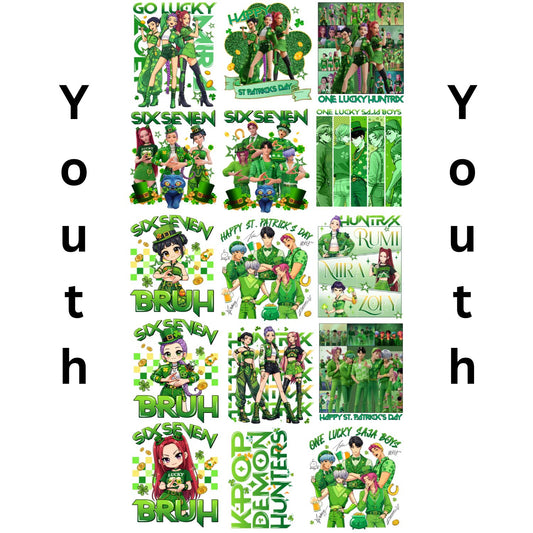 Huntrix St Patricks Kpop Demons Transfers for Youth