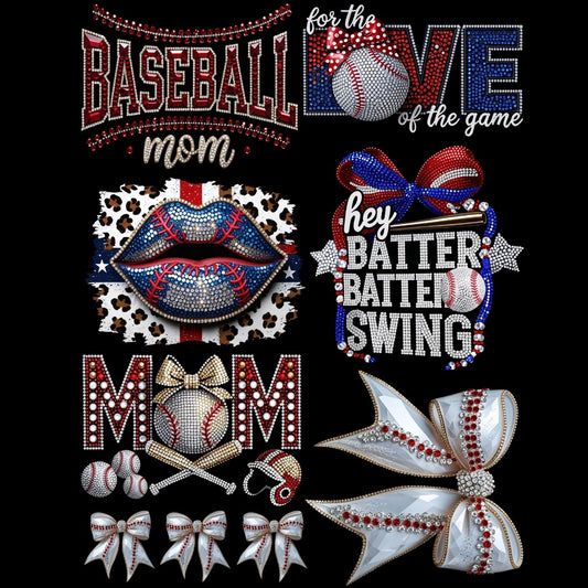 Rhinestone Baseball Mini DTF gangsheet,