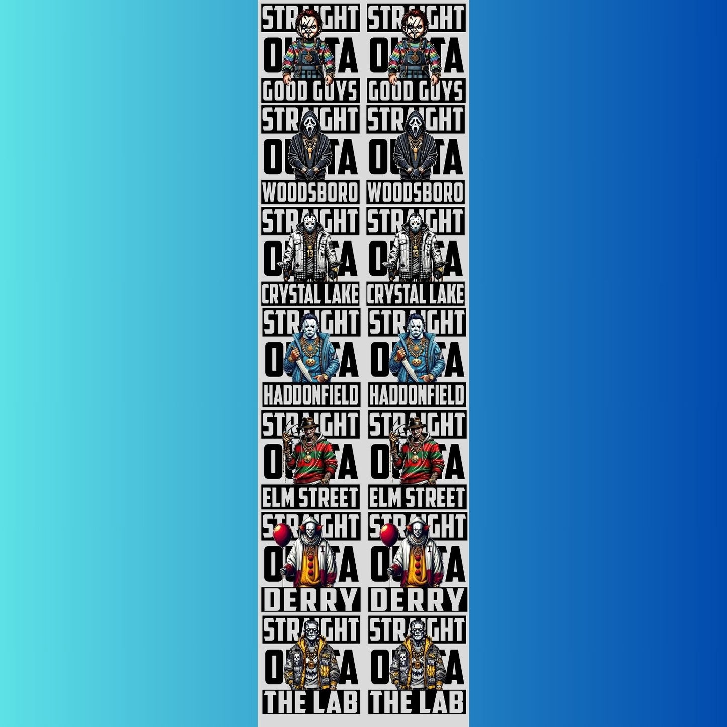 Straight Outta Halloween Horror Movie Characters premade DTF gang sheet, Halloween Prints, Halloween Transfers, Killer Halloween transfers