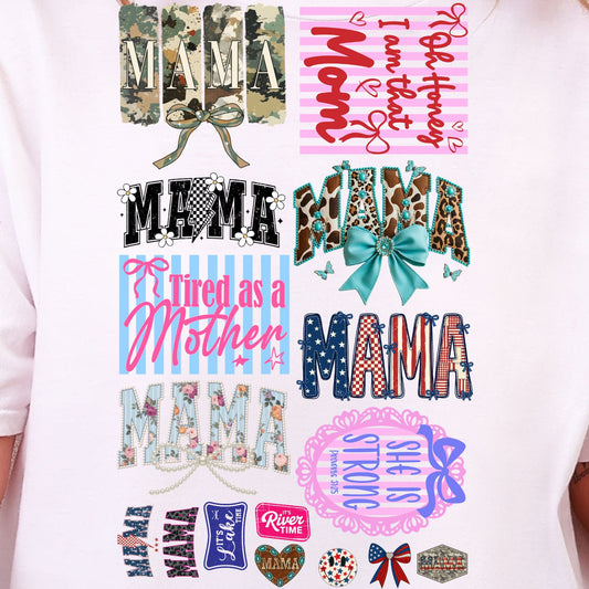Mama Mini premade DTF gang sheet- 16 prints