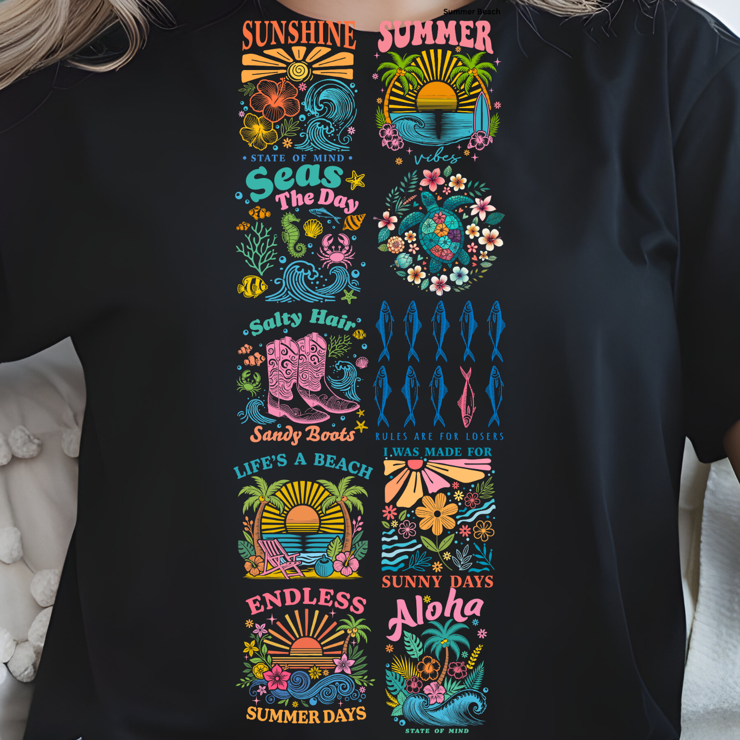 Summer Beach DTF gangsheet, Summer Beach  DTF Bundle, Beach heat transfers,