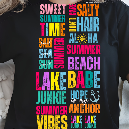 Summer Vibes DTF gangsheet, Summer DTF Bundle, Beach heat transfers